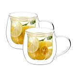 VKCHEF ダブルウォール グラス カップ 230ml 二重構造 耐熱ガラス マグカップ 透明 花の形 コーヒーカップ グラスコップ ティ