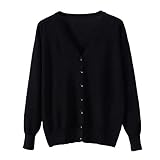 [Blostirno] Vネックカーディガン レディース 長袖 ニット 無地 きれいめ ブラック（JK0822black-xl）