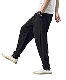 [YFFUSHI] メンズ麻パンツ サルエルパンツ メンズ 麻ズボン ロングパンツ スラックスリネン カジュアル 無地 裾リブ 涼しい ゆったり M-5XL 秋