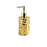 NIELHYUN 詰め替えボトル 詰替え瓶 詰め替え容器 280ml/350ml 陶器 セラミックボトル シャンプーボトル ディスペンサー ハンドソープ/シャンプー/シャワージェル/洗剤用 洗面所 お風呂 洗面台 洗面用品 (ゴールドA)