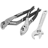 3-piece Pliers & Wrench Set by Husky 8-in & 10-in. Tools, Guaranteed Forever [並行輸入品]