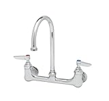 T&S Brass B-0331-CR Faucet with 8-Inch Wall Mount, Ceramas, Swivel Gooseneck, Lever Handles and 1/2-