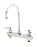 T&S Brass B-1139 Deck Mount Workboard Faucet with 8-Inch Centers, Swivel Gooseneck, Wrist Handles an