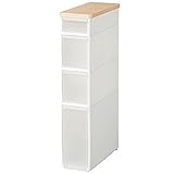 耐熱木天板 ストッカー キッチン 洗面所 収納 ラック カラー：ホワイト サイズ：スリム