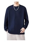 [SHOREKEEPER] 7.7オンス 長袖tシャツ メンズ 綿100% 肉厚生地 リブ袖口 1枚組 3枚組 ロングtシャツ 丸首 ゆったり ティーシャツ 無地 秋服 冬服 春服 (JP, アルファベット, XL, ネイビー)