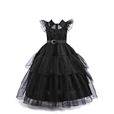 [Sieberg] 子供服 アダムス一家 水曜日 コスプレ衣装 子供 可愛 ワンピース ハロウィン クリスマス 誕生日プレゼント 入学式 結婚式 舞台装 文化祭 学園祭 演出服 撮影用 コスプレ 制服 (ブラックA, 140CM)