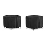 Flameer 高品質　テーブル　家具カバー　2個セット　屋外　ガーデン　オックスフォード生地　128×71cm 　多機能　ブラック　防水　紫外線防止　