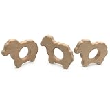 Kissteether 3pcs 手作り木製品オーガニックセーフベビーテザー羊ペンダントオーガニックナチュラルブナ木製玩具ハンドカット動物DIYベビーテザー看護アクセサリー (3pcs)