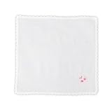 【手刺繍】【うさぎ】ピコレース綿ハンカチ(女の子用) 通園通学・お受験に