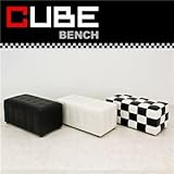 キューブベンチ(スツール) 【2人掛け/幅74cm】 合成皮革 ホワイト(白)【代引不可】