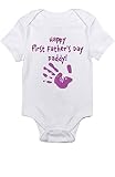 T - Rexアパレル" Happy最初父の日パパ" Girls with Babies Hand in Dad 's Hand カラー: ホワイト
