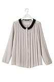 Angeliebe エンジェリーベ マタニティ バイカラー プリーツ ブラウス 妊婦服 通勤 オフィス フリー グレー × ブラック 20531 20531300