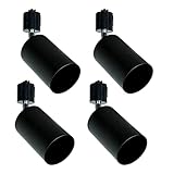 ダクトレール用スポットライト器具 ダクトレール用照明器具 ライティングバー用スポットライト レールライト スポットライト器具のみ 電球無し (4セット, 黒-E26)