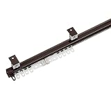 カインズ(CAINZ) 角型伸縮カーテンレール シングル 1m 伸縮幅0.6m～1m ブラウン 長さ調節可能 後付け レール交換 シングルカーテンレール