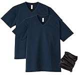 (グリマー)glimmer 半袖 4.4オンス ドライ Vネック Tシャツ 2枚セット マルチカバー付 ネイビー LL