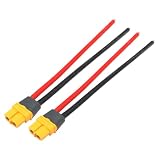 オーディオファン XT60H XT60H-Fコネクタ 12AWG 150mm ソフトシリコンケーブル 保護カバー付き 高温耐性 難燃性 2点