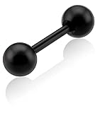 [From da Phactory] フロム ダ ファクトリー サージカルステンレスシリーズ ストレートバーベル 軟骨ピアス (18G, シャフト8mm, ボール3mm, カラー： ブラック)