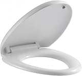 【ホワイト】普通便座 フタ付前丸便座 ゆっくり閉まる - 厚 ソフト閉止付き、黄変を防ぐ、簡単取り替え、トイレの取替え用便座、トイレ用品