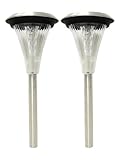 Set of 2 Stainless Steel Cone Solar Garden Path Lights by Garden Sunlight