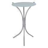 ガラス サイドテーブル ベッドサイド ナイトテーブル 円形 丸型 テーブル ガラス天板 コンパクト ホワイトA