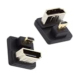 NFHK アダプター 2個/ロット 上下 Micro HDMI 1.4 オス タイプD - HDMI メス ポートセーバー 360度反対 U字型 バックアングル延長アダプター