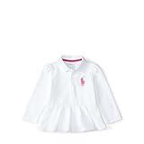 ポロラルフローレン ビッグポニー ぺプラム長袖ポロシャツ ホワイト (女の子12～24か月用) 12M [並行輸入品]