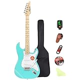 Bullfighter エレキギター 初心者セット 男の子、女の子、学生、大人向け えれきギター弦、ピック、ケース、ストラップ付属 ST エレキギター MS100(green)