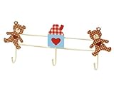 洋服、帽子掛けに 丸和貿易 プリントモチーフ トリプルフック ドットベアー 400519602