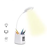 Cusgod デスクライト led 目に優しい 省エネ 多機能卓上ライト 3段階明るさ 無段階調光 多角度調整 筆立て＆スマホスタンド ＆目
