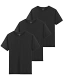 [SHOREKEEPER] インナーシャツ 冷感 tシャツ メンズ 半袖 3/5枚組 タグレス 吸湿速乾 通気 スポーツ ジム 通勤 普段着 サラサラ肌触り 肌着 抗菌防臭 オールシーズン (JP, アルファベット, L, ブラック(3枚組))
