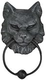 中世のエントリドアノッカーガーゴイルCat Face Fierce and SternグレーStatueカラー樹脂