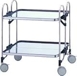 保育学校用品　厨房　　ステンレス折りたたみワゴン（配膳車）　２段幅約75cm　折りたたんだ状態で移動できます　日本製