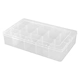 uxcell　仕切りボックス 小物入れ ポーチ 収納ケース ジュエリーホルダー 保管箱 家用 プラスチック 長方形 分割15個付き 透明 27.5 x 16.5 x 5.5cm