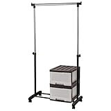 ハンガーラック 収納ケース付き プラスチック 引き出し 深型 1段 2個組 約幅79.5 奥行43 高さ89.5～151cm おしゃれ ブラウン キャスター付き