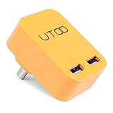 Vdomus USB充電器 2台同時充電 USB電源アダプタ USB-ACアダプタ充電器 AC式充電器 スマートフォン用充電器 (2ポート, オレンジ)