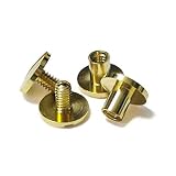 片ネジ式 ビス ネジビス 4×5ｍｍ 頭9mm 真鍮 本金メッキ ゴールド 2セット （凹 本体、凸 ネジ 各2） 入り