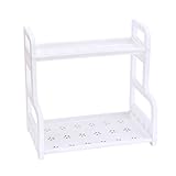 GZHOUSE調味料ラック　スパイスラック　　調味料収納　2段　 キッチンスタンド 収納 ラック 棚　　フック付き (ホワイト)