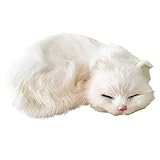猫 ぬいぐるみ リアル 寝そべり ねこ ひざねこ ネコちゃん 本物そっくり 置物 インテリア 部屋飾り 誕生日プレゼント 女性 (白猫)