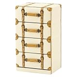 チェスト 4段 合成皮革 トランク型 チェスターシリーズ アイボリー 【完成品】