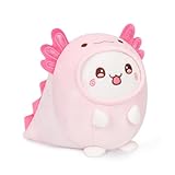 Mikchocho かわいいぬいぐるみ アホロートル 猫 ぬいぐるみ 8インチ ソフト かわいい 子猫 ぬいぐるみ ピンク アホロートル サラマンダー 衣装 ギフト 子供用