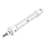 uxcell 空気圧シリンダー シルバートーン ブルー 一個入り シングルロッドダブルアクション