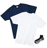 Printstar 綿ライトTシャツ 2枚組 Sportsソックスセット ホワイト/ネイビー 2XL