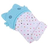 IPOTCH 全３色　ベビー手袋　歯がため　歯固め　可愛い　動物の型　食品級シリコン　 - 青