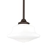 Hudson Valley Lighting Petersburg 1-Light Pendant - Old Bronze Finish with Opal Glossy Glass Shade [