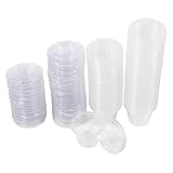 調味料小分けカップ 半透明カップ 蓋付き 使い捨てコップ 50個セット 醤油 デザート 業務用 試食用(1オンス) 食品グレードPP 調味料、ディップ、ソース、チャツネ、チリソース、ゆで物などを入れるのに最適