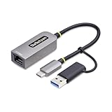StarTech.com 有線LANアダプター／USB-C＆A接続／USB 3.2 Gen1／1/2.5Gbps／Thunderbolt互換／各種OS／ギガビット ネットワークアダプター U2GA-USB-C-ETHERNET