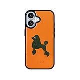 COGURE スマホケース iPhone16用 ケース 本革 イタリアンサドルレザー 犬 犬柄 dog プードル 耐衝撃 シンプル かわいい おしゃれ ギフトボックス付き COTPoo 犬柄A オレンジ