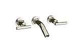 KOHLER K-T14419-4-SN Purist Laminar Wall-Mount Lavatory Faucet Trim with Lever Handles, Valve Not In