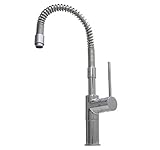 Whitehaus WHLX78558-POCH Haus 7 5/8-Inch Commercial Single Hole Faucet with Flexible Spout and Lever