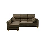 大川家具 関家具 カウチソファ 3人掛け (198cm幅) ダークブラウン 木丸脚(ナチュラル) 119717-104632